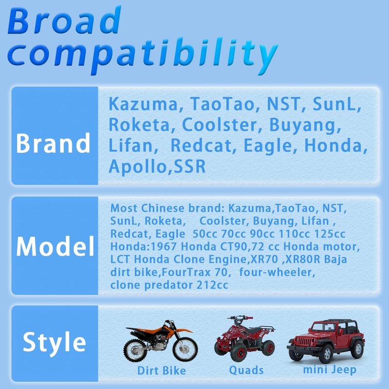 مكربن ​​HOOAI PZ20 لكازوما باجا 50cc 70cc 90cc 110cc 125cc TaoTao 110B NST SunL ​​الصينية رباعية 4 السكتة الدماغية ATV 4 Wheeler Go Kart Dirt Bike Honda CRF50F XL75 CRF80F XR50R مع فلتر وقود الهواء - Image 5